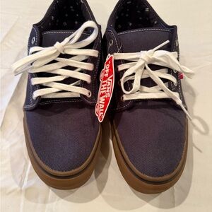 Vans Dark Blue Canvas Shoes with White Accents